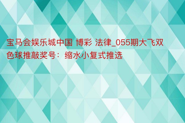 宝马会娱乐城中国 博彩 法律_055期大飞双色球推敲奖号：缩水小复式推选